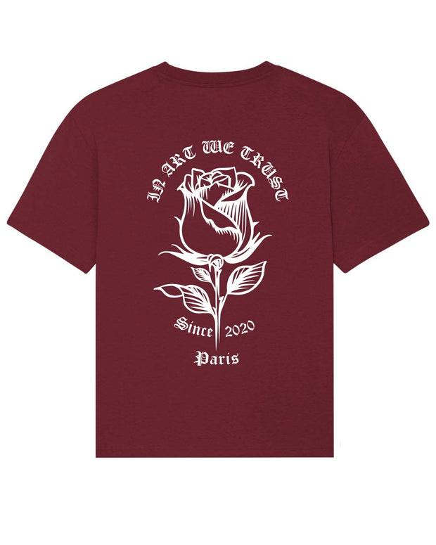 Rose Back Tee-Shirt In Art We Trust Coton biologique XS Bordeaux