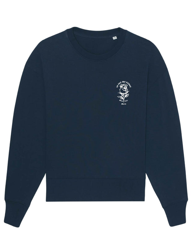 Simple Rose Sweatshirt Oversize In Art We Trust Coton biologique XS Bleu Marine